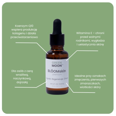 BLÓOMskin premium- serum do twarzy z koenzymem Q10 i witaminą E | GREEN MOON™