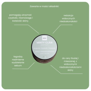 MINTY CLÁIR premium - maść pielęgnacyjna do skóry problematycznej i z niedoskonałościami