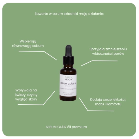 SEBUM CLÁIR óil premium – lekkie serum do cery tłustej i mieszanej