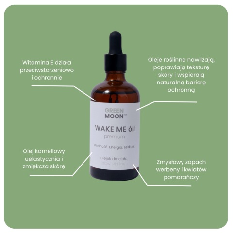 WAKE ME óil premium – energetyzujący olejek do ciała | GREEN MOON™