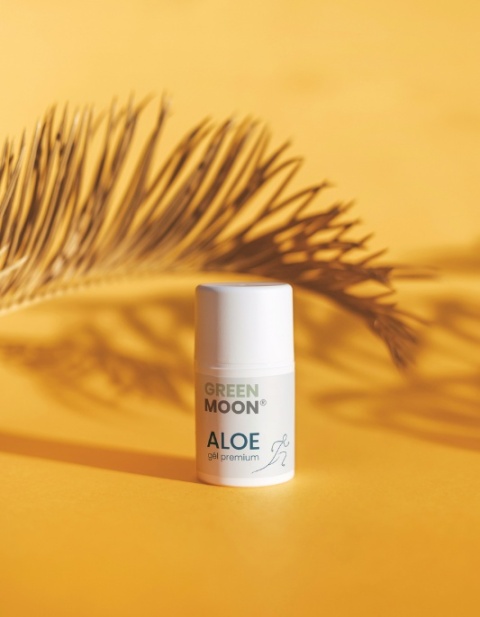 Butelka ALOE gél premium GREEN MOON® – naturalny żel aloesowy o właściwościach nawilżających i kojących