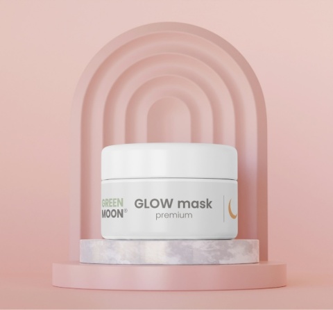 GLOW mask premium GREEN MOON® – naturalna francuska glinka morelowa do pielęgnacji skóry wrażliwej, 50 ml.