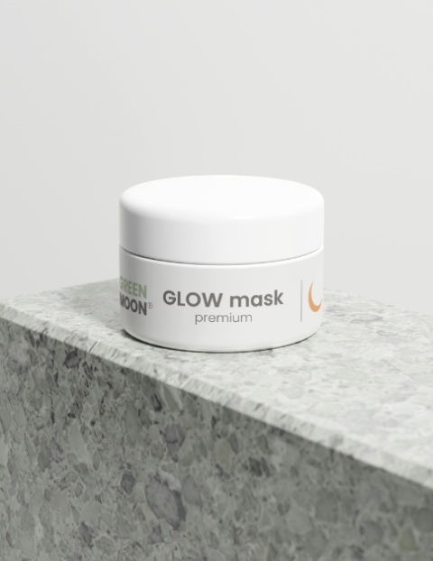 GLOW mask premium GREEN MOON® – delikatna glinka morelowa do wygładzenia i odświeżenia skóry twarzy oraz ciała.
