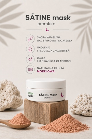 Glinka do skóry suchej, wrażliwej, naczynkowej i dojrzałej – SÁTINE mask premium 50 g
