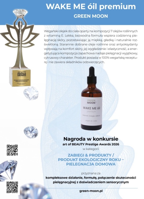 WAKE ME óil premium GREEN MOON® –  nagroda art of BEAUTY Prestige Awards 2026