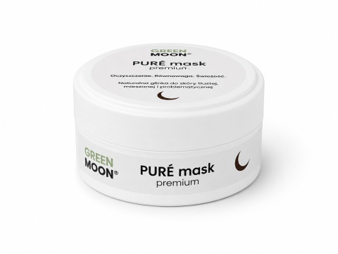 PURÉ mask premium GREEN MOON® – oczyszczająca glinka Rhassoul pomagająca ograniczyć nadmiar sebum i odświeżyć skórę.