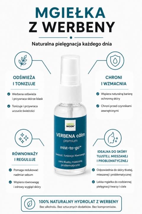 VERBENA cálm premium mist-to-go – odświeżająca mgiełka z hydrolatem werbenowym