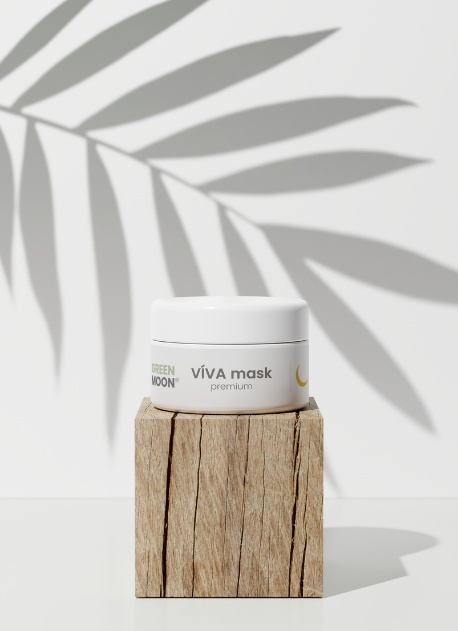 VÍVA mask premium GREEN MOON® – naturalna żółta glinka do pielęgnacji skóry tłustej, mieszanej i zmęczonej, 50 ml.