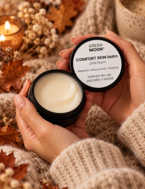 COMFORT SKIN balm premium GREEN MOON® – wegański balsam do pielęgnacji suchych i szorstkich dłoni, paznokci i skórek.
