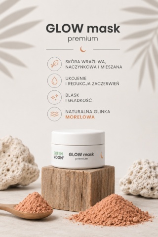 Glinka-maska morelowa do skóry wrażliwej, naczynkowej i zmęczonej – GLOW MASK premium 50 ml