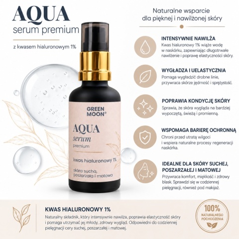 green moon Luksusowe serum AQUA premium wegańkskie kosmetyki premium