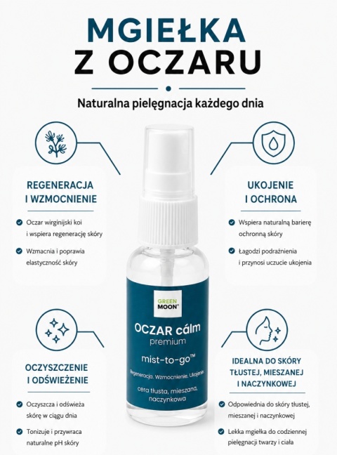 OCZAR cálm premium mist-to-go – tonizująca mgiełka z hydrolatem oczarowym