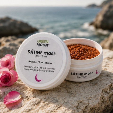 Różowa glinka-maska do skóry suchej, wrażliwej, naczynkowej i dojrzałej – SÁTINE mask premium 50 ml