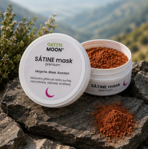 Różowa glinka-maska do skóry suchej, wrażliwej, naczynkowej i dojrzałej – SÁTINE mask premium 50 ml