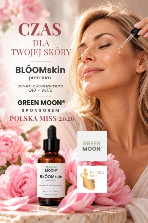 GREEN MOON sponsorem Polska Miss 2026 naturalne kosmetyki do twarzy serum do skóry suchej i naczynkowej z koezmem Q10 anti-age